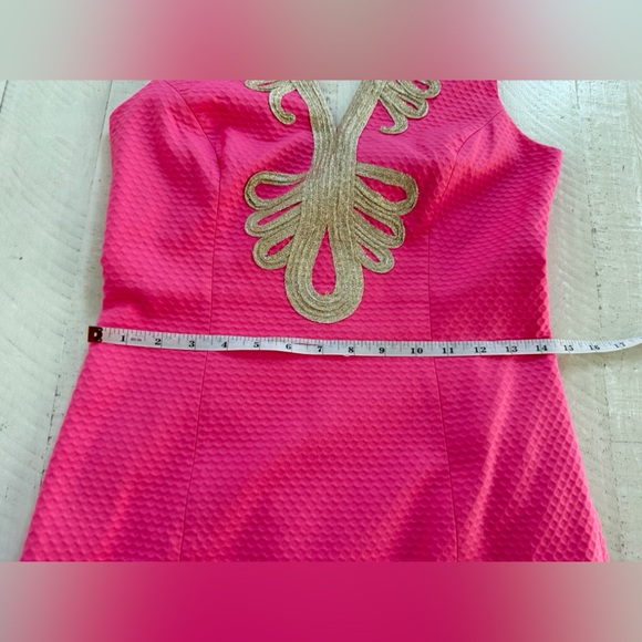 Lilly Pulitzer Janice Cotton Shift Dress in Pink size 2 light gold & pink - Picture 6 of 11